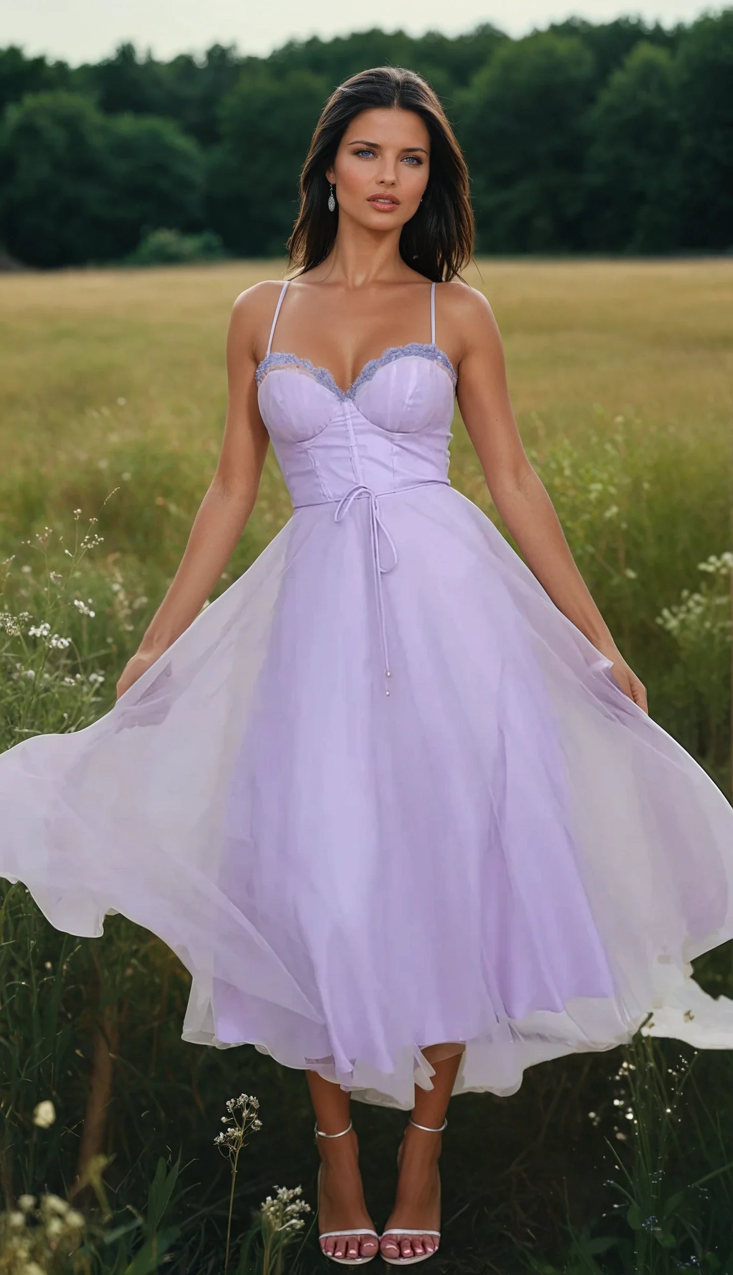 Isabelle – Vestido midi femenino con corsé y falda de tul delicada