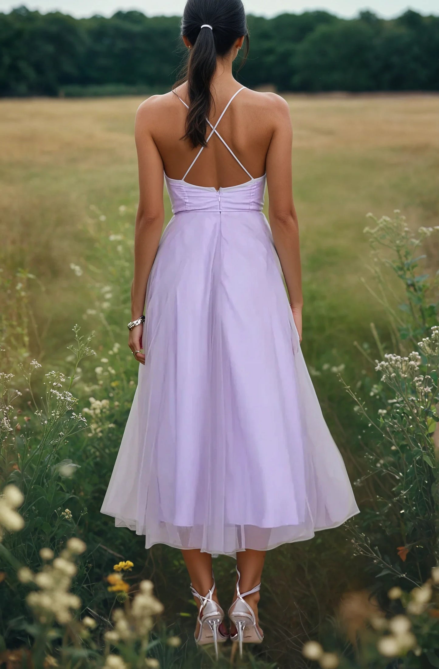 Isabelle – Vestido midi femenino con corsé y falda de tul delicada