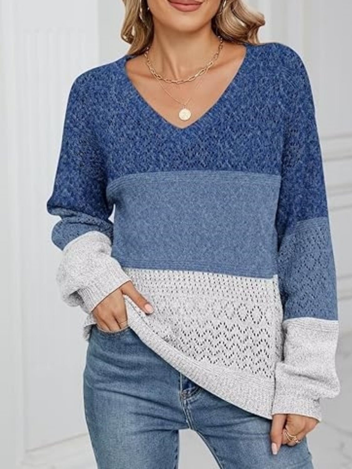 Sofía - Jersey cachemira de punto a rayas mujer