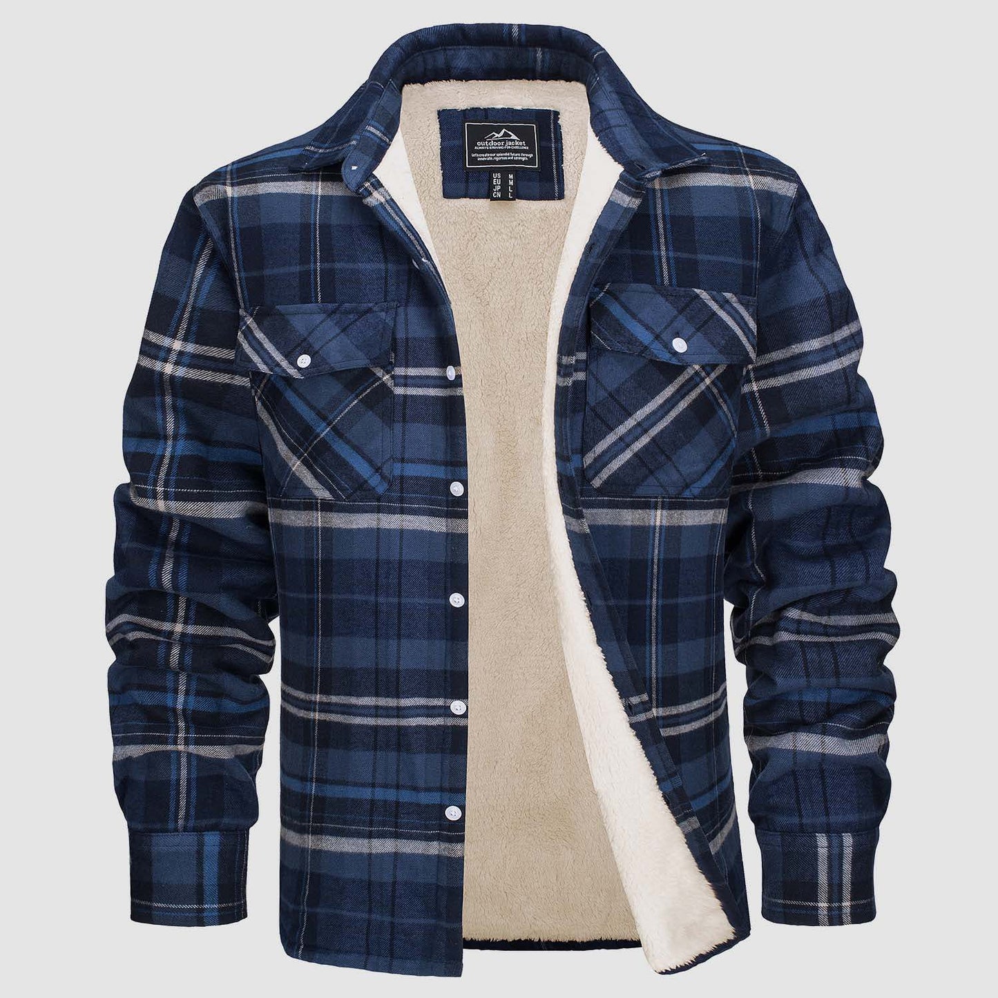 Diego – Camisa de Franela Acolchada con Forro de Borrego