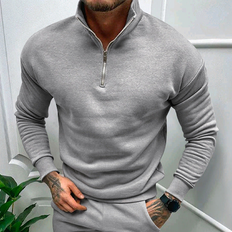 Enzo - Suéter de hombre con cremallera media y cuello alto