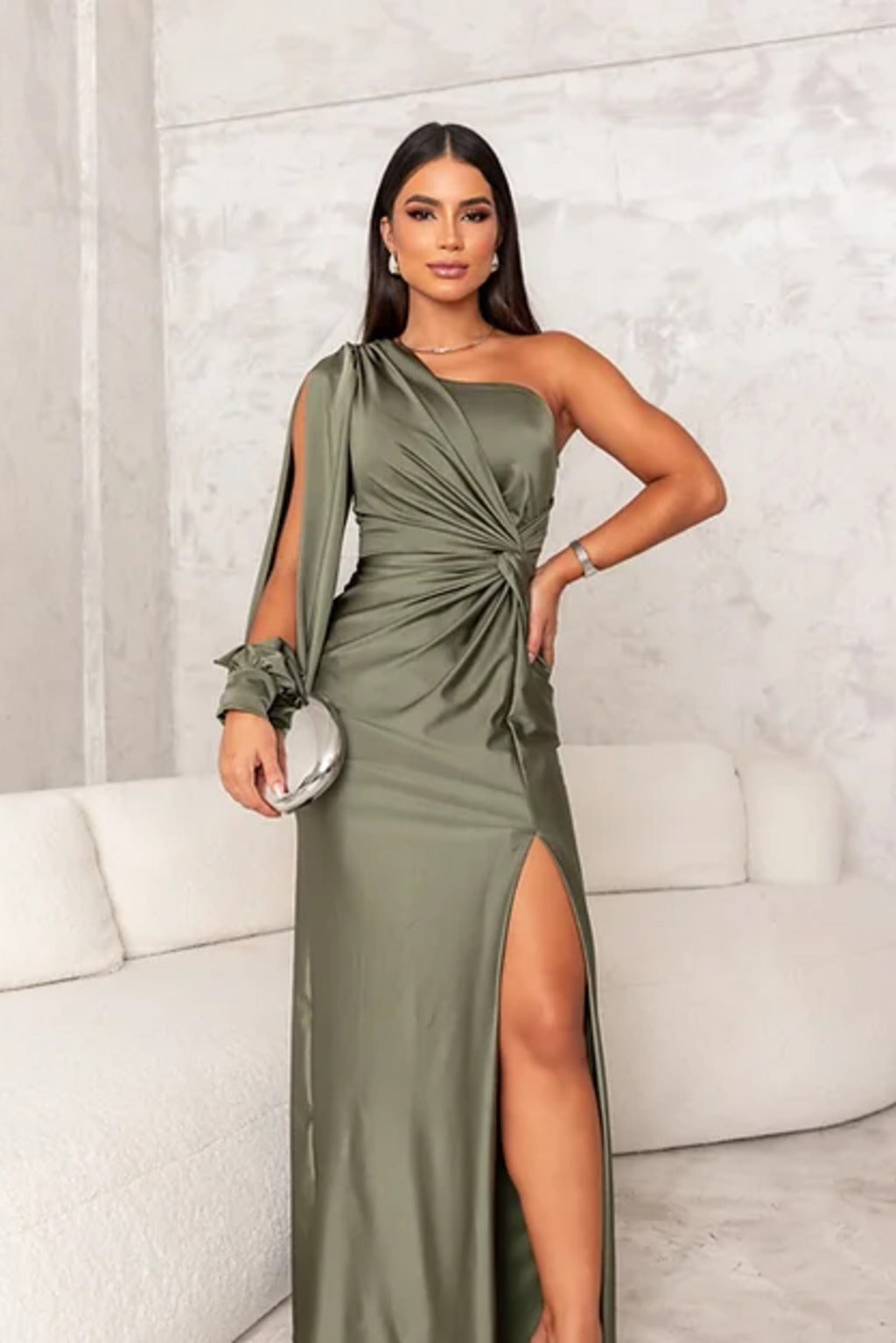Adriana - Vestido largo asimétrico con abertura mujer
