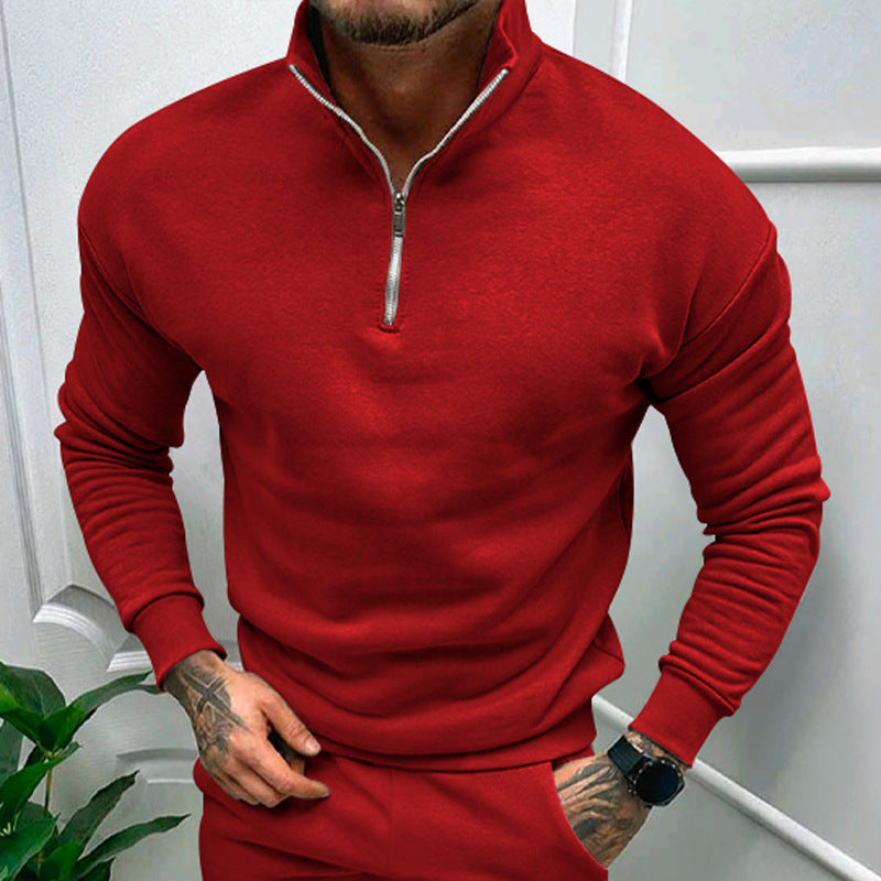 Enzo - Suéter de hombre con cremallera media y cuello alto