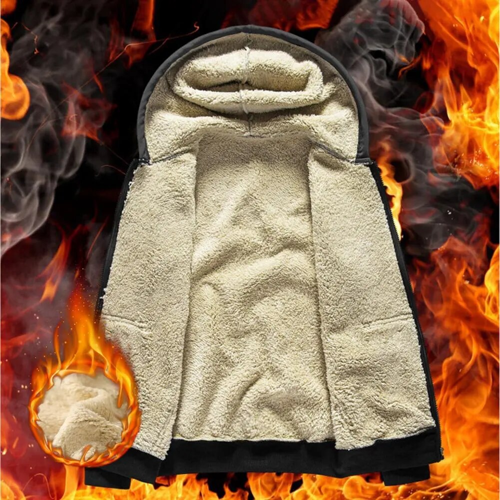 Diego - Sudadera de hombre con capucha y forro térmico de borrego