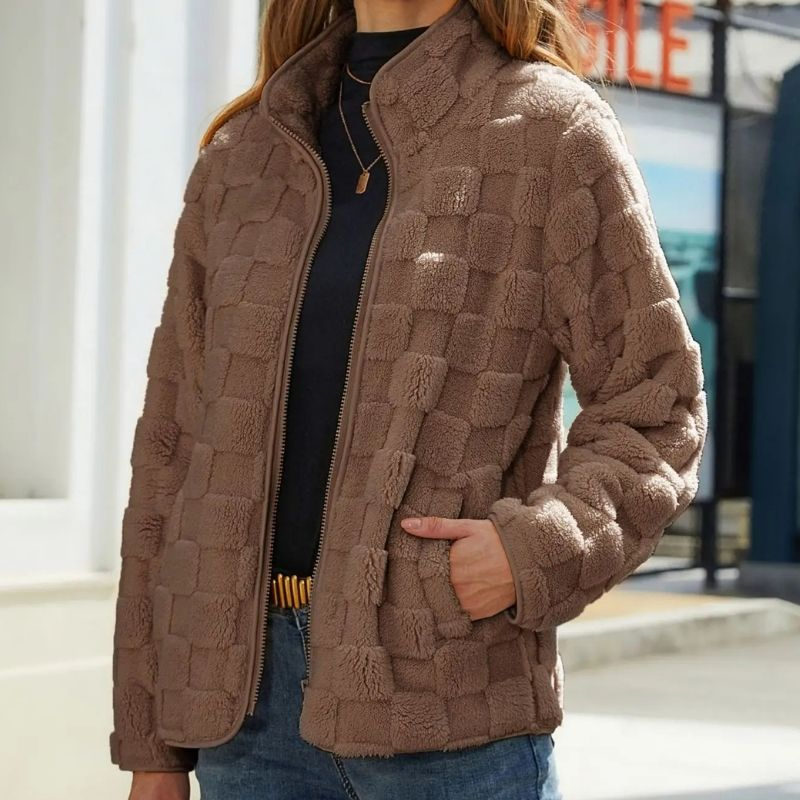 Renata - Chaqueta acolchada de peluche negra mujer