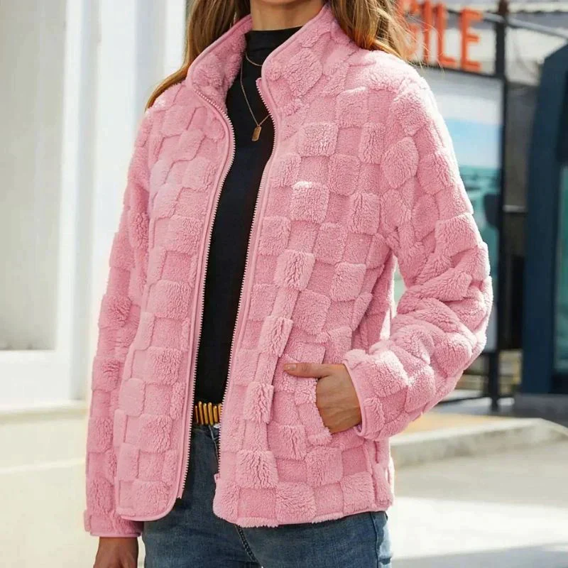 Renata - Chaqueta acolchada de peluche negra mujer
