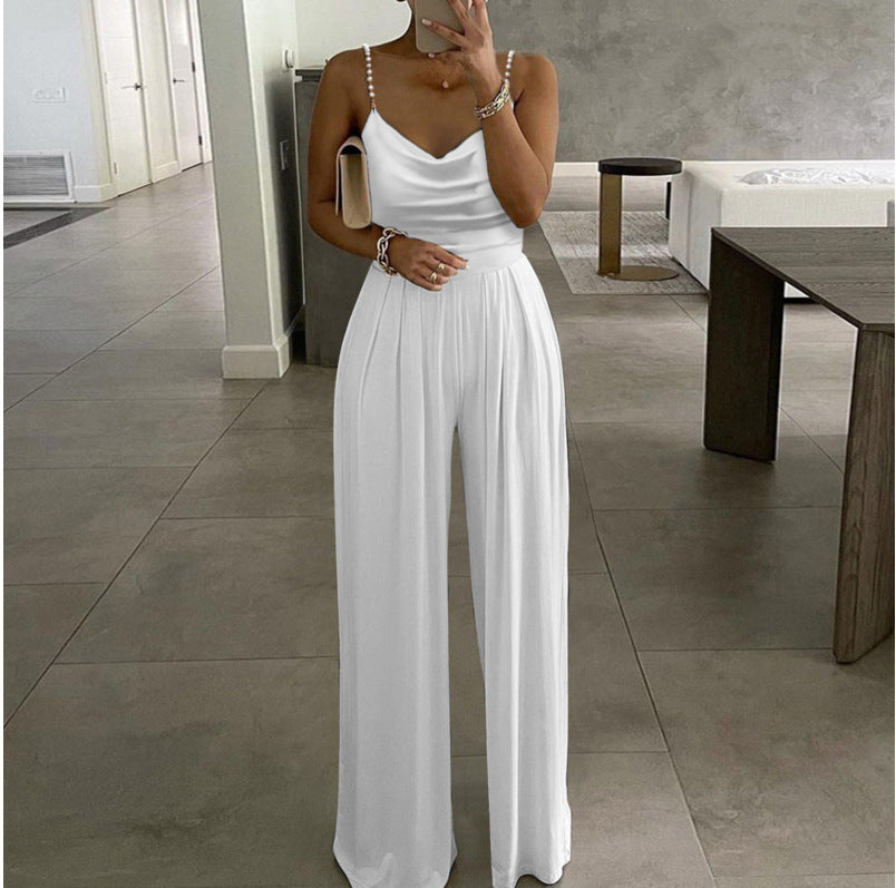 Bianca – Mono palazzo satinado en blanco