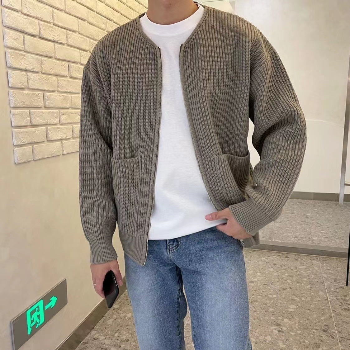Matías - Chaqueta de hombre con cremallera y tejido