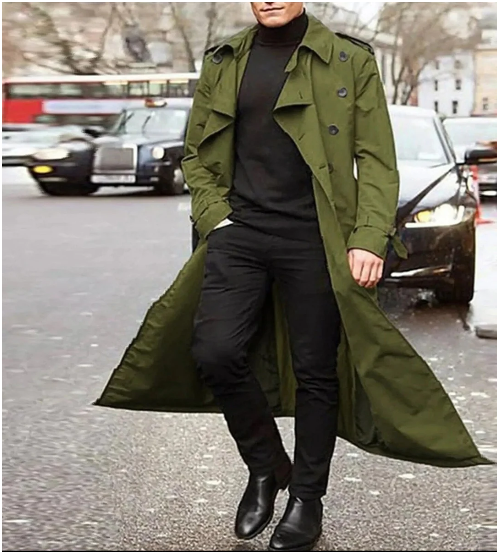 Álvaro – Gabardina larga de invierno para hombre con cierre cruzado