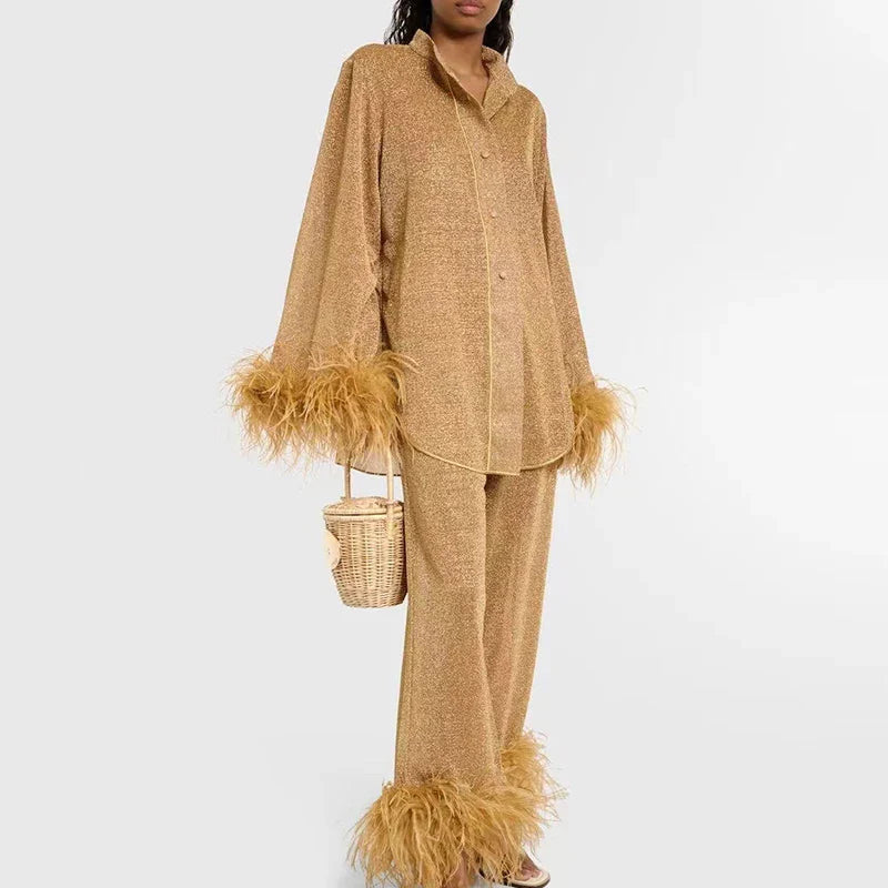 Ariana – Glamouröses Party-Set mit Feder-Details für Damen