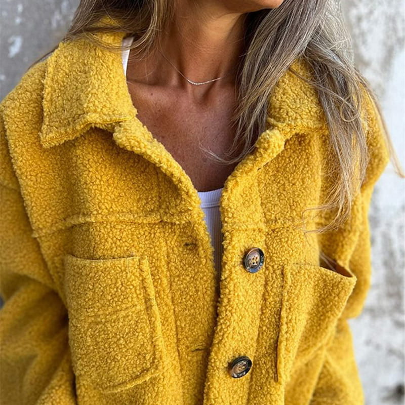 Irene - Chaqueta de mujer de borreguito con botones