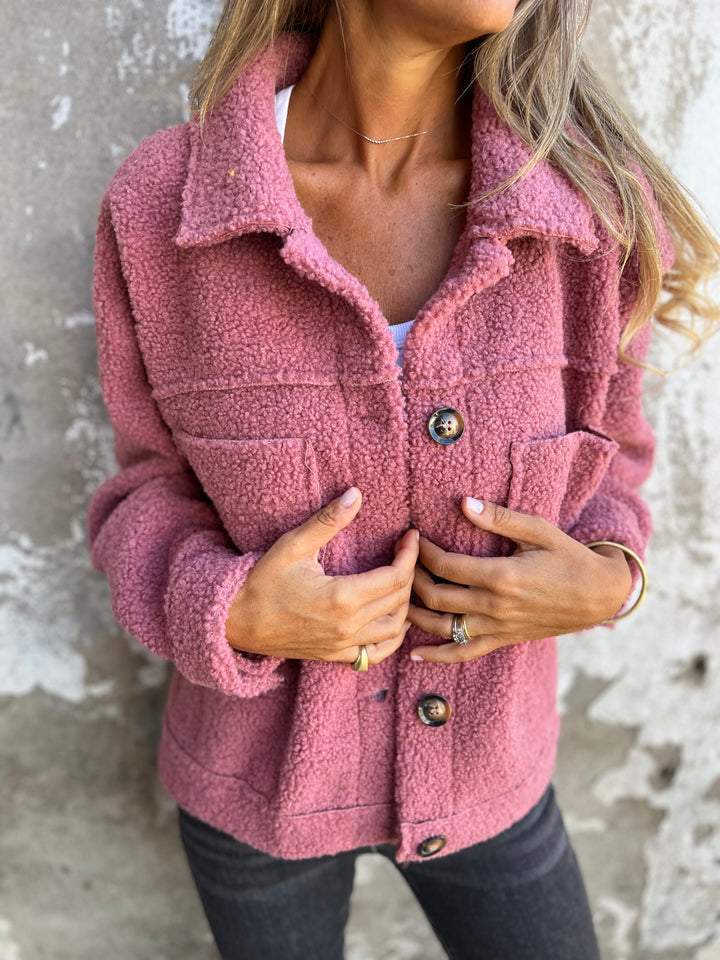 Irene - Chaqueta de mujer de borreguito con botones