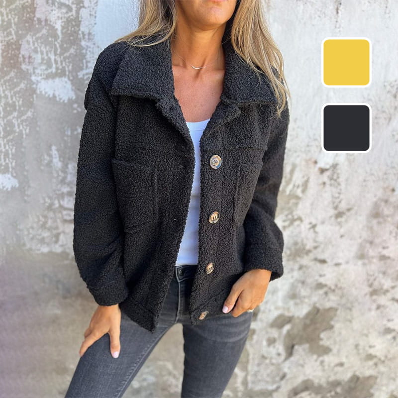 Irene - Chaqueta de mujer de borreguito con botones