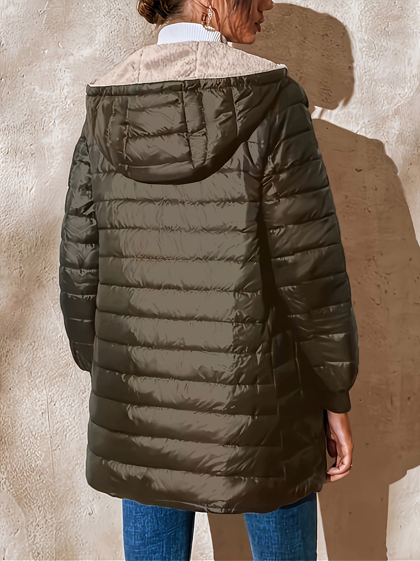 Carolina - Chaqueta de mujer acolchada con forro de borreguito y capucha