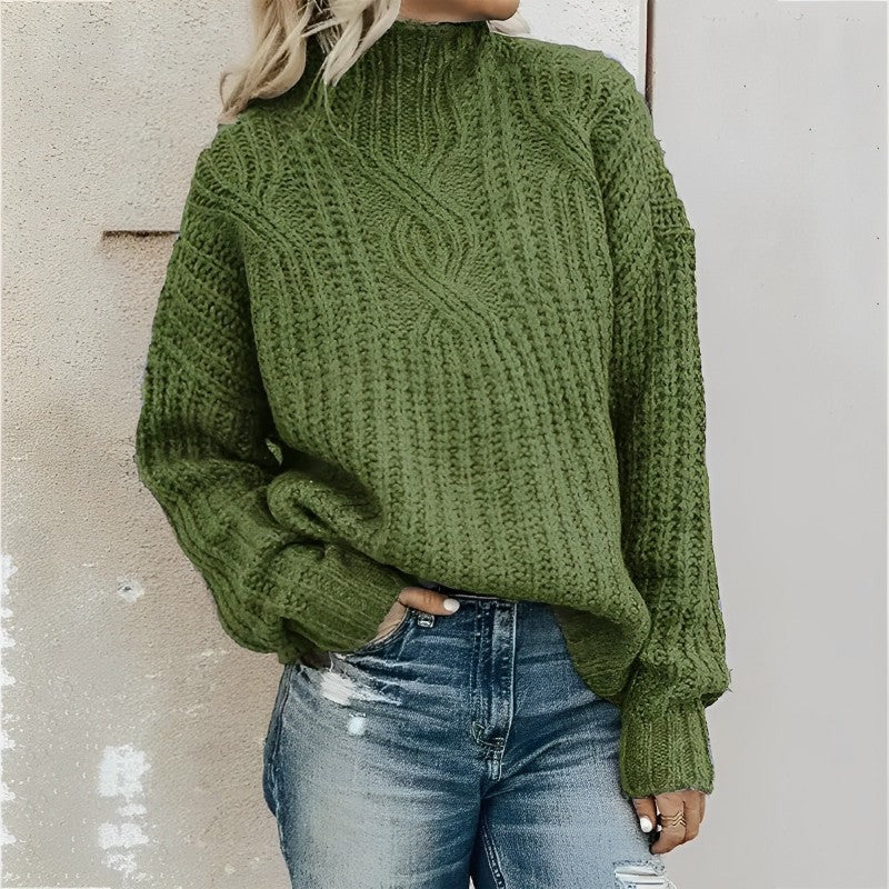 Isabella – Suéter de punto grueso con cuello alto para mujer