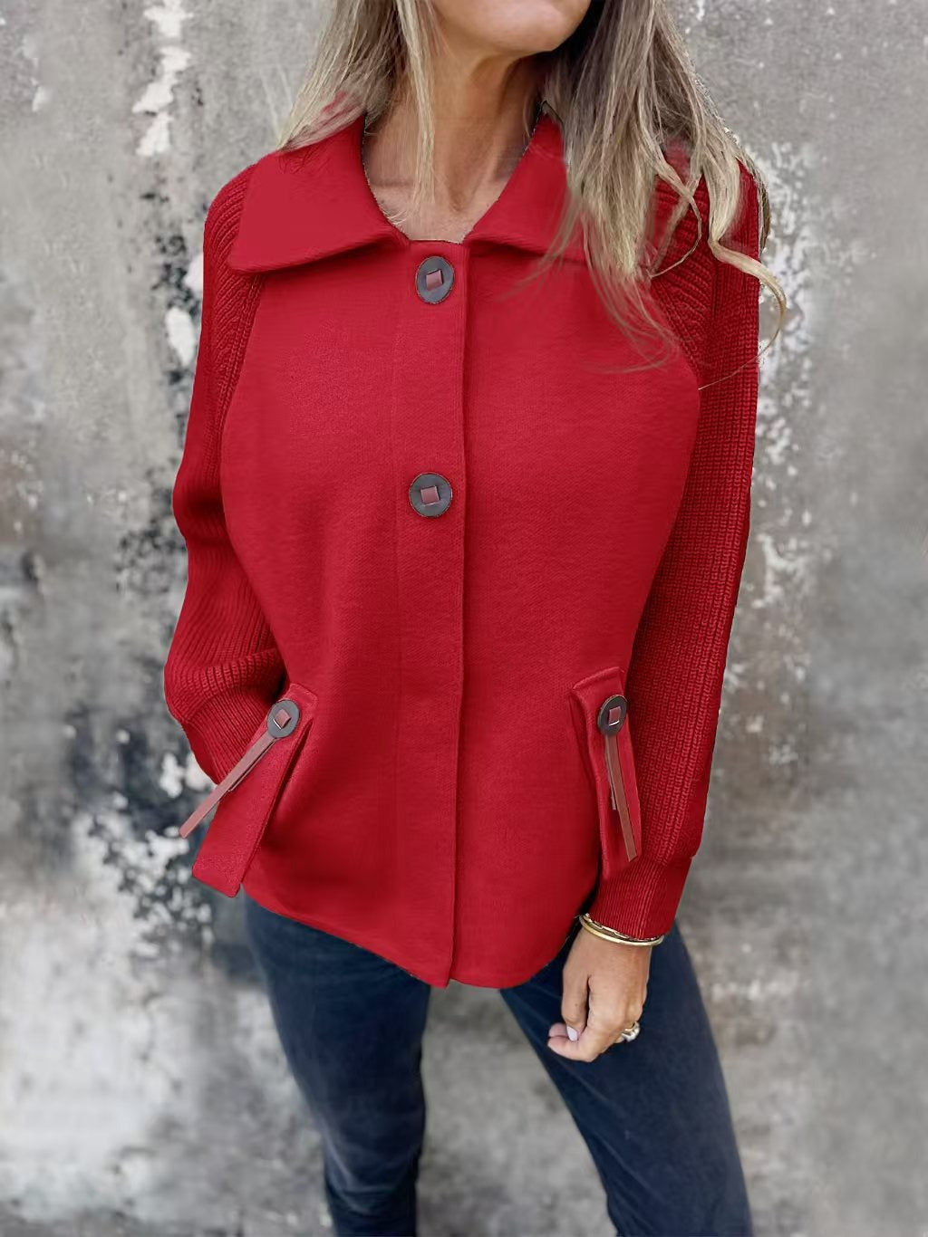 Lucia - Chaqueta algodón de punto con botones y bolsillos mujer