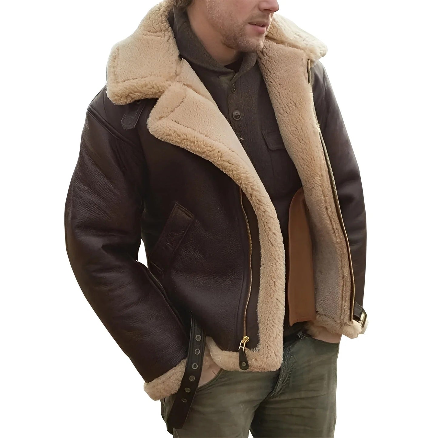 Mateo - Chaqueta aviador con forro de borreguito hombre