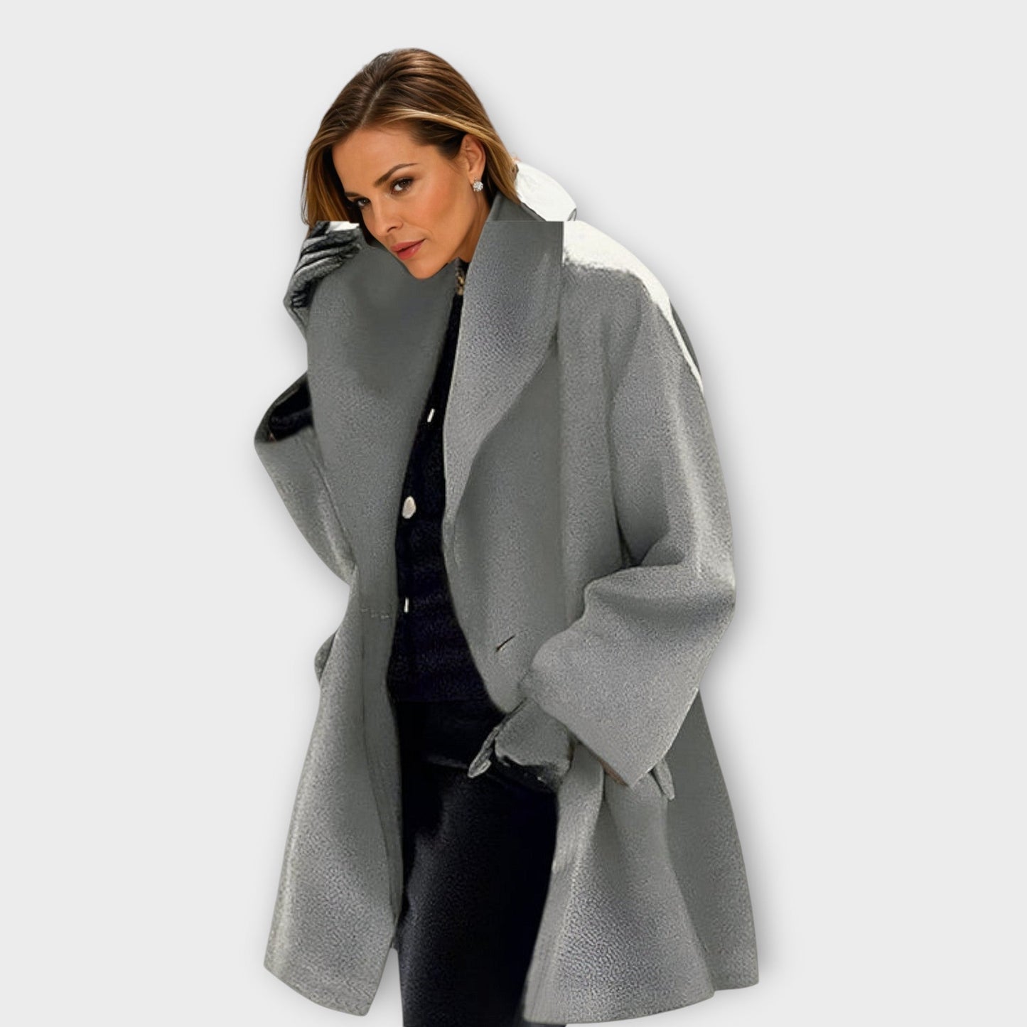 Lucía - Abrigo de lana oversize mujer con solapas