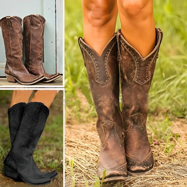Terra – Botas Cowboy de estilo vintage con tachuelas