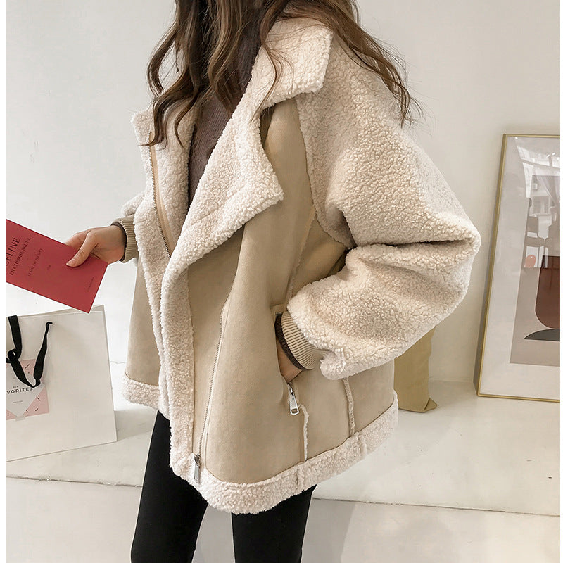 Olivia - Chaqueta corta de borreguito mujer con cremallera