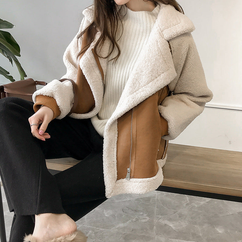 Olivia - Chaqueta corta de borreguito mujer con cremallera