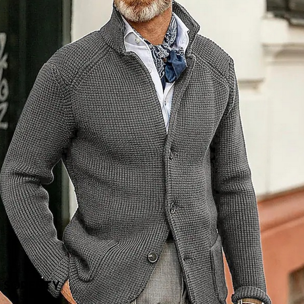 Javier – Cárdigan de Punto con Refuerzos en Hombros para Hombre