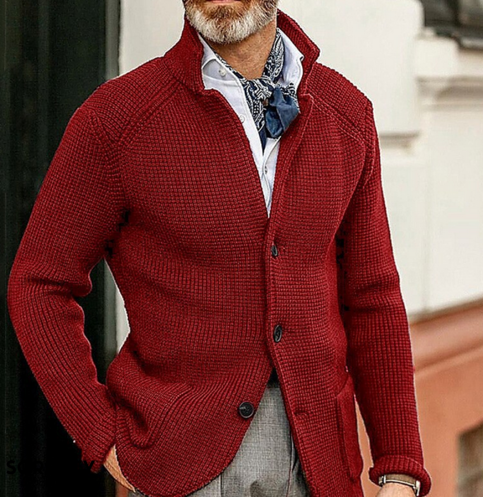 Javier – Cárdigan de Punto con Refuerzos en Hombros para Hombre