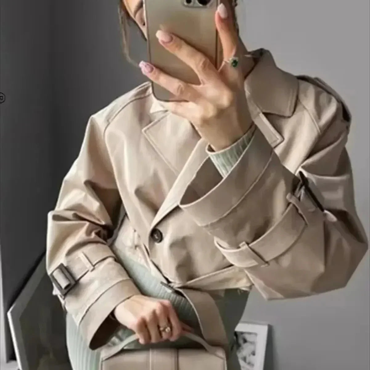 Valeria - Chaqueta algodón corta estilo trench para mujer