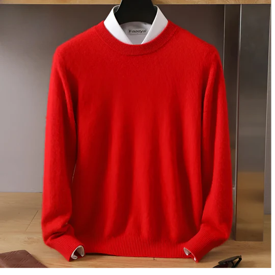 Adrián - Suéter cashmere básico hombre cuello redondo