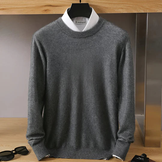 Adrián - Suéter cashmere básico hombre cuello redondo