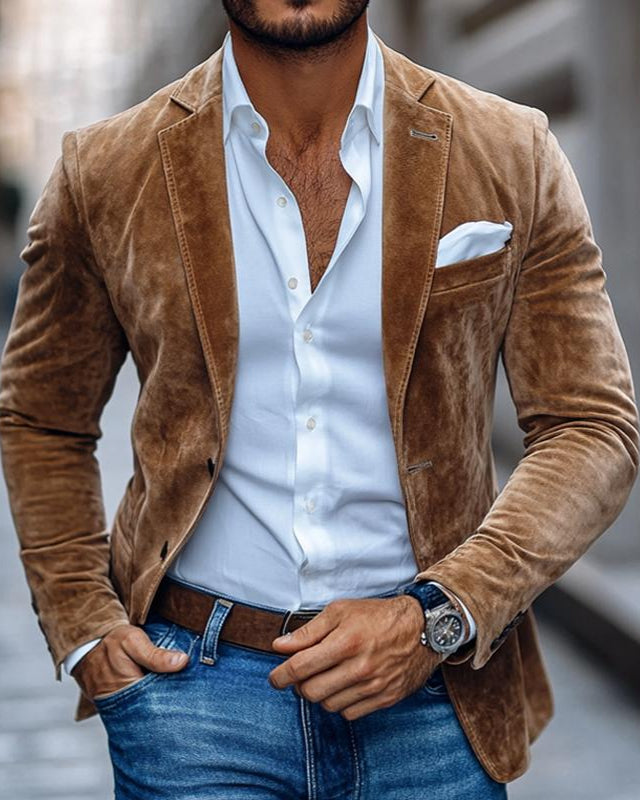 Alejandro – Americana de Hombre en Ante con Corte Moderno