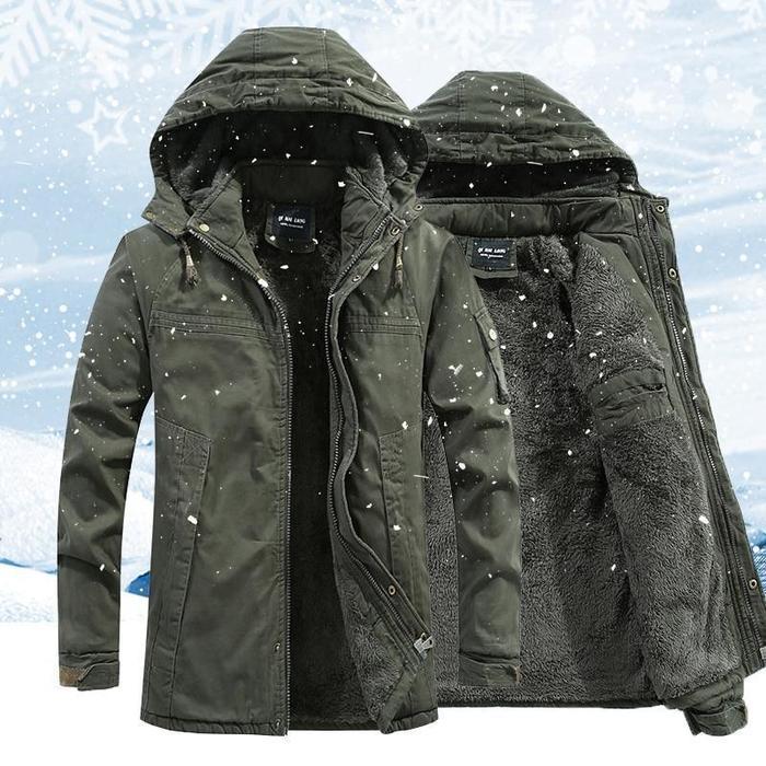 Ismael - chaqueta algodón de invierno para hombre con capucha y forro de felpa