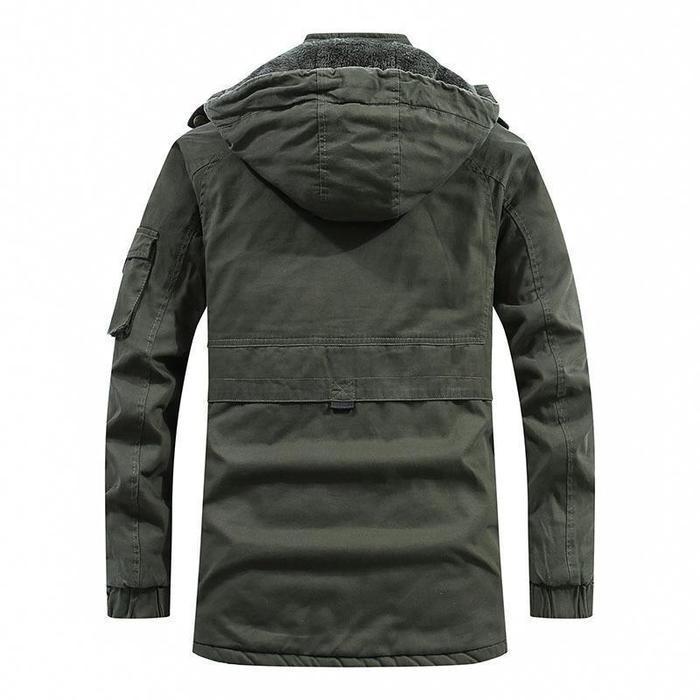 Ismael - chaqueta algodón de invierno para hombre con capucha y forro de felpa
