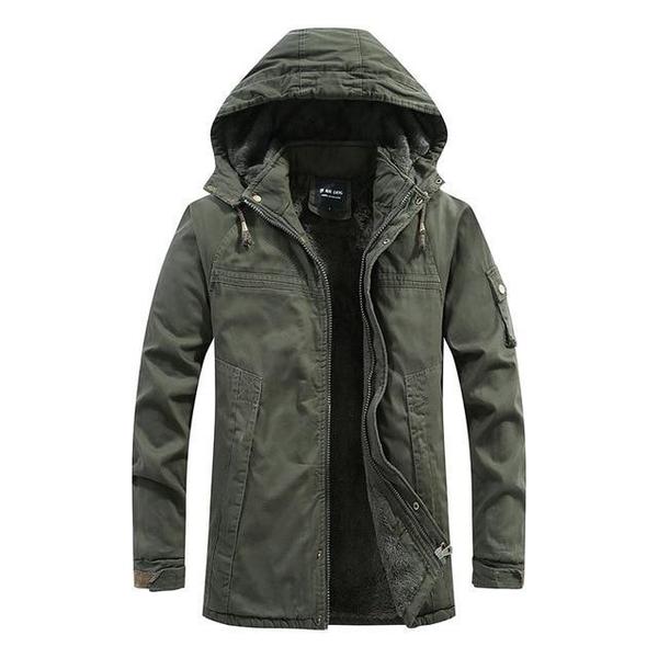 Ismael - chaqueta algodón de invierno para hombre con capucha y forro de felpa