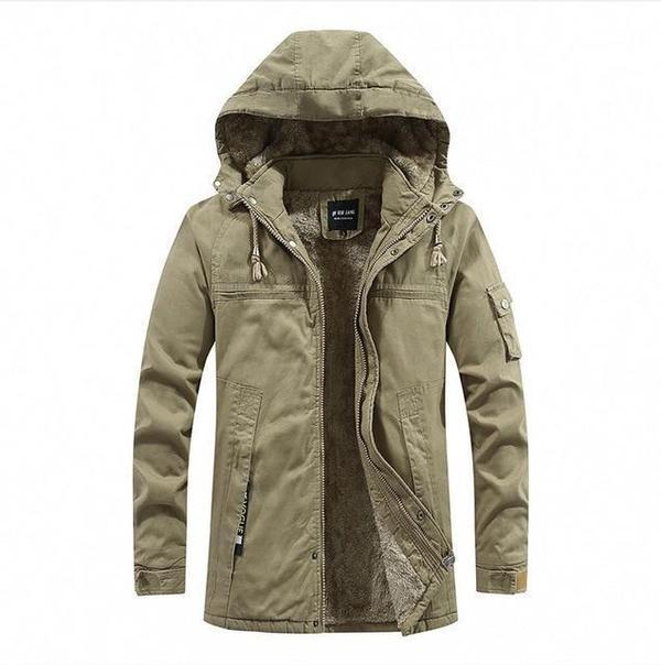 Ismael - chaqueta algodón de invierno para hombre con capucha y forro de felpa