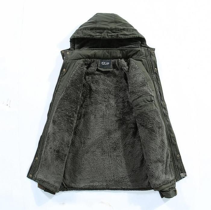 Ismael - chaqueta algodón de invierno para hombre con capucha y forro de felpa