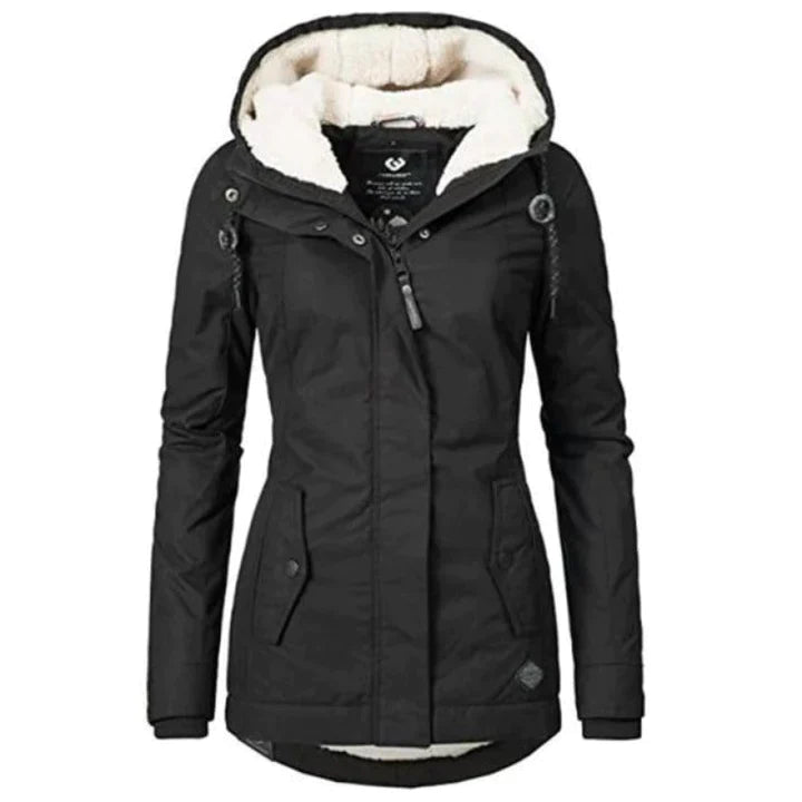 Marina - Chaqueta negra con forro de borreguito