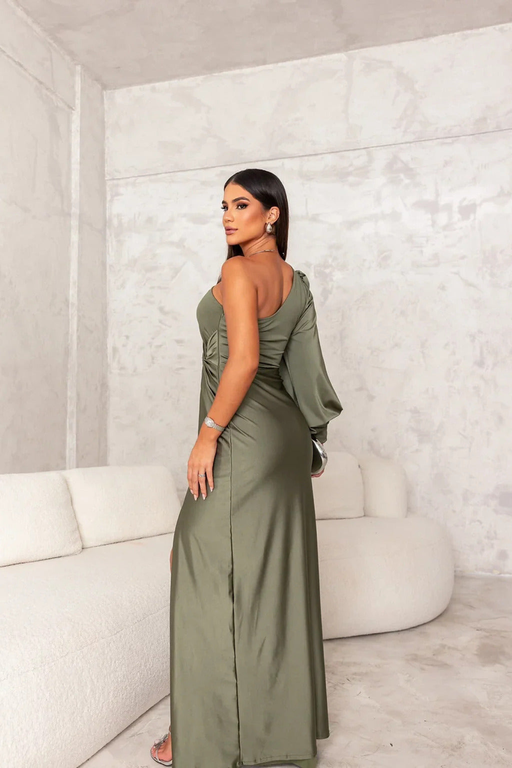 Adriana - Vestido largo asimétrico con abertura mujer