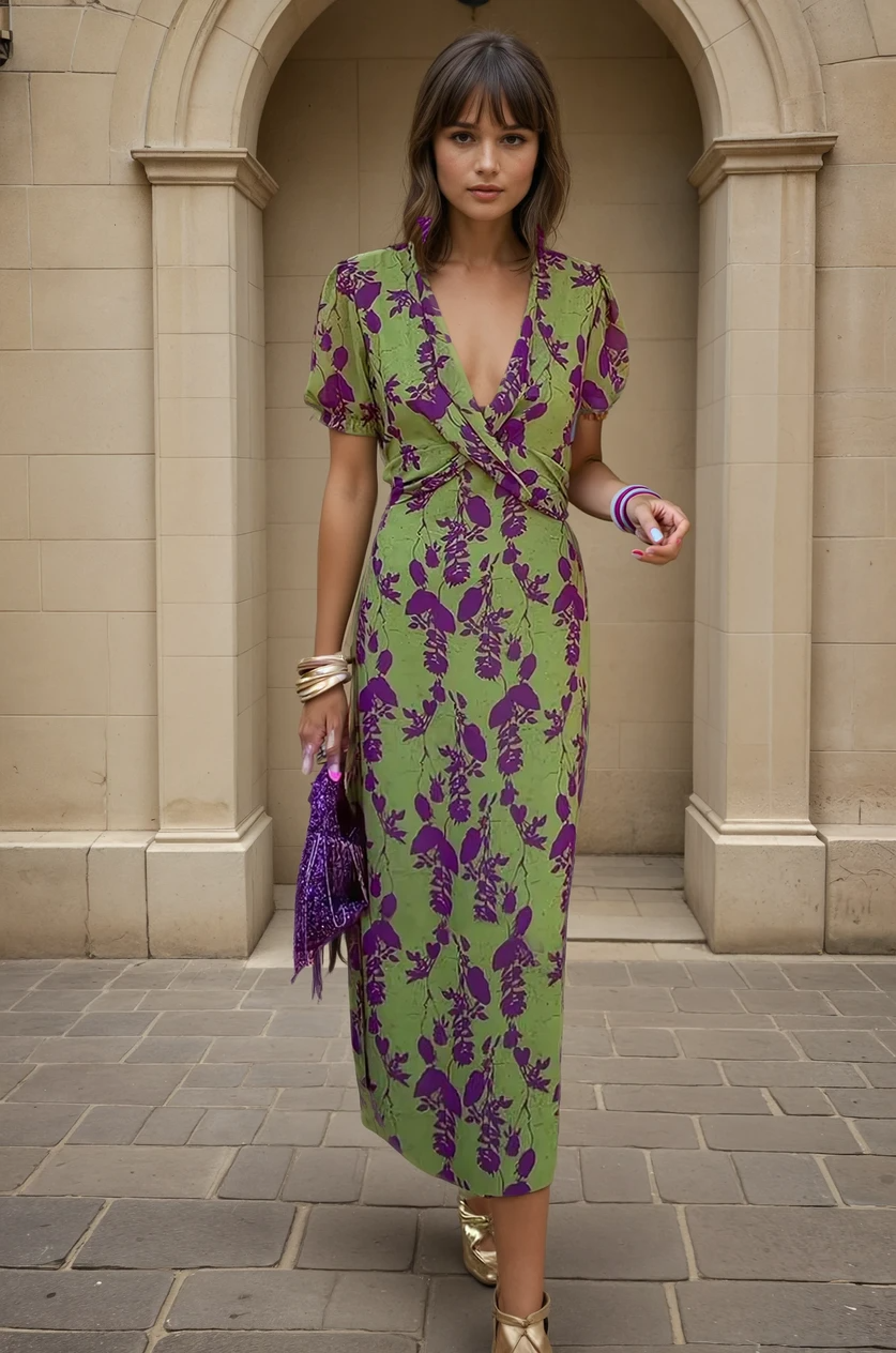 Clara – Vestido midi cruzado con estampado floral