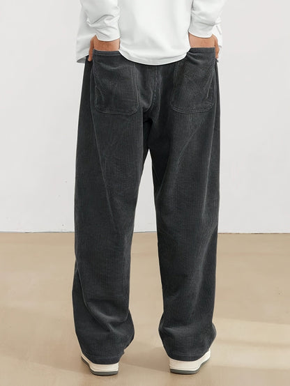 Ernesto - Pantalones de hombre anchos en pana estilo casual