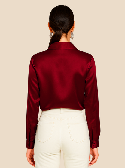 Sofía - Blusa satinada de mujer con botones frontales