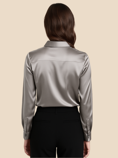 Sofía - Blusa satinada de mujer con botones frontales