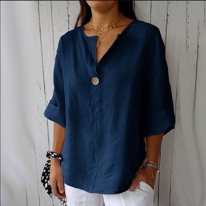 Elena - Blusa de lino con botón