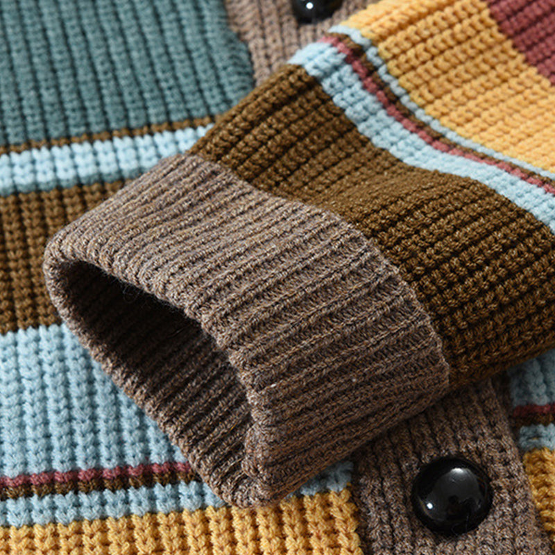 Andrés – Cárdigan de Punto Multicolor con Rayas para Hombre