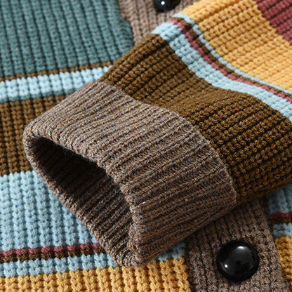 Andrés – Cárdigan de Punto Multicolor con Rayas para Hombre