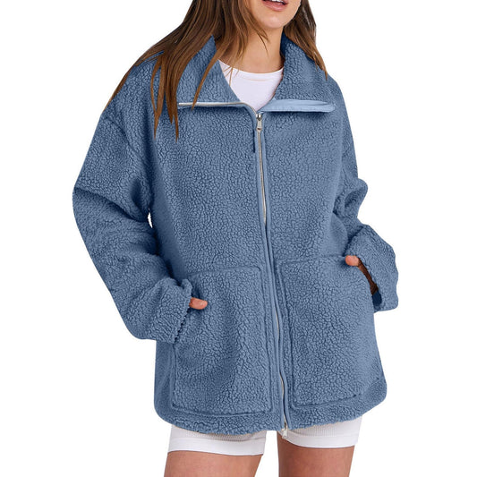 Valentina - Chaqueta de borreguito con cremallera y bolsillos mujer