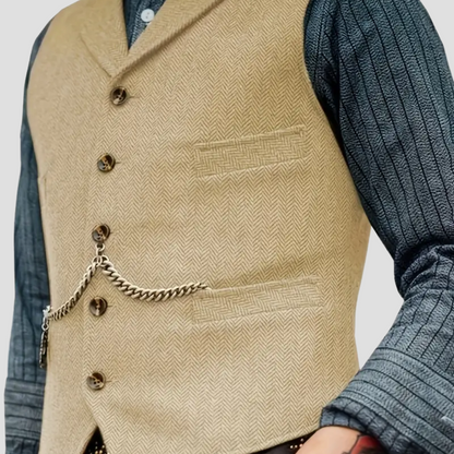 Javier – Chaleco sastrero tweed con solapas Hombre