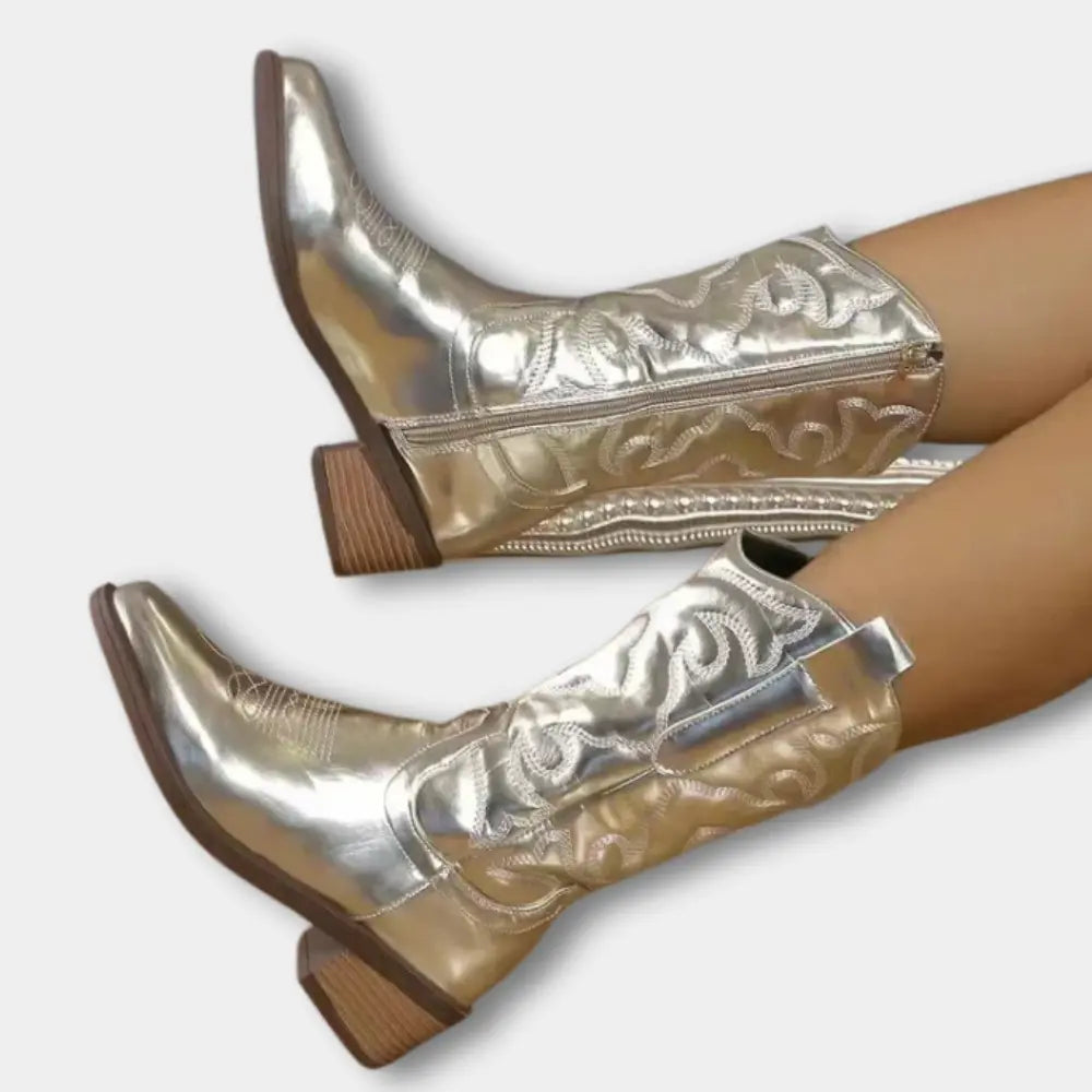 Lynn – Botas cowboy metálicas en rosa brillante