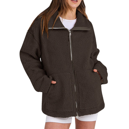 Valentina - Chaqueta de borreguito con cremallera y bolsillos mujer