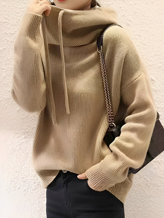 Clara – Jersey de Punto Mujer con Cuello Alto Ajustable